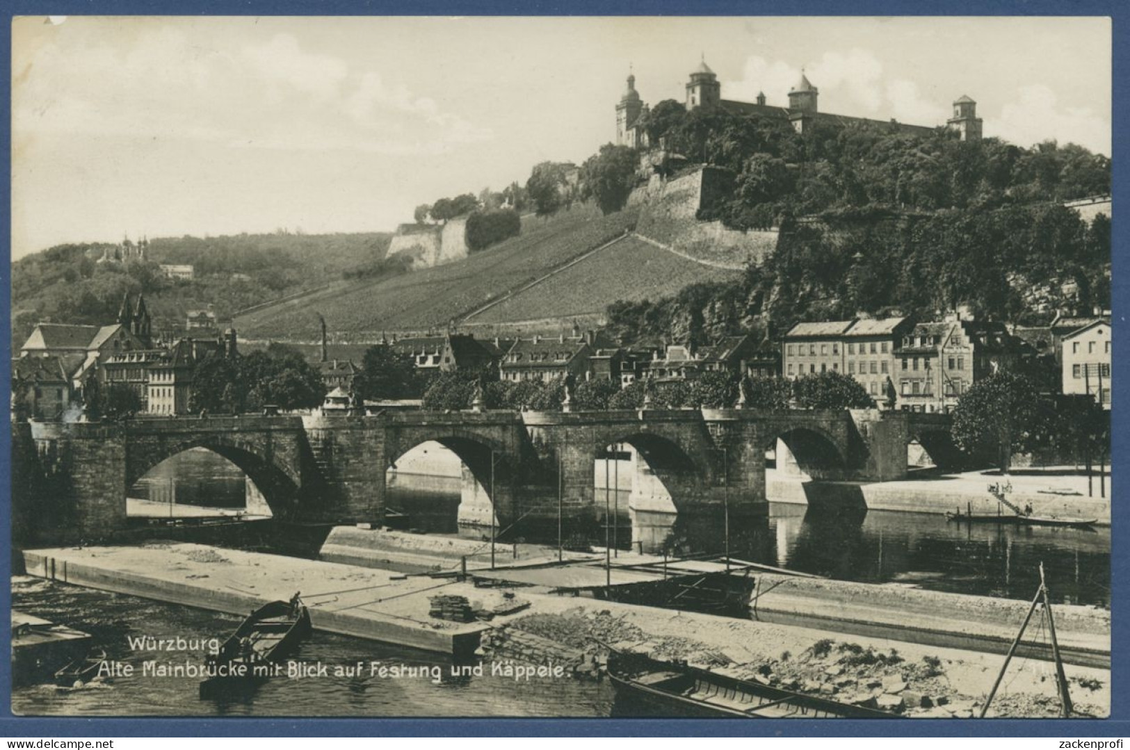Würzburg Alte Mainbrücke Blick Auf Festung Und Käppele, Gelaufen 1931 (AK1969) - Würzburg