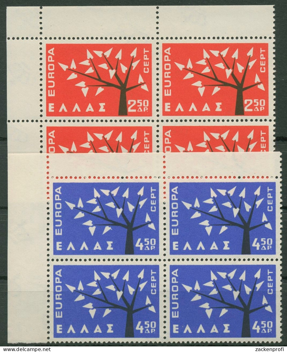Griechenland 1962 Europa CEPT Bäume 796/97 4er-Block Ecke 1 Ob. Li. Postfrisch - Ongebruikt