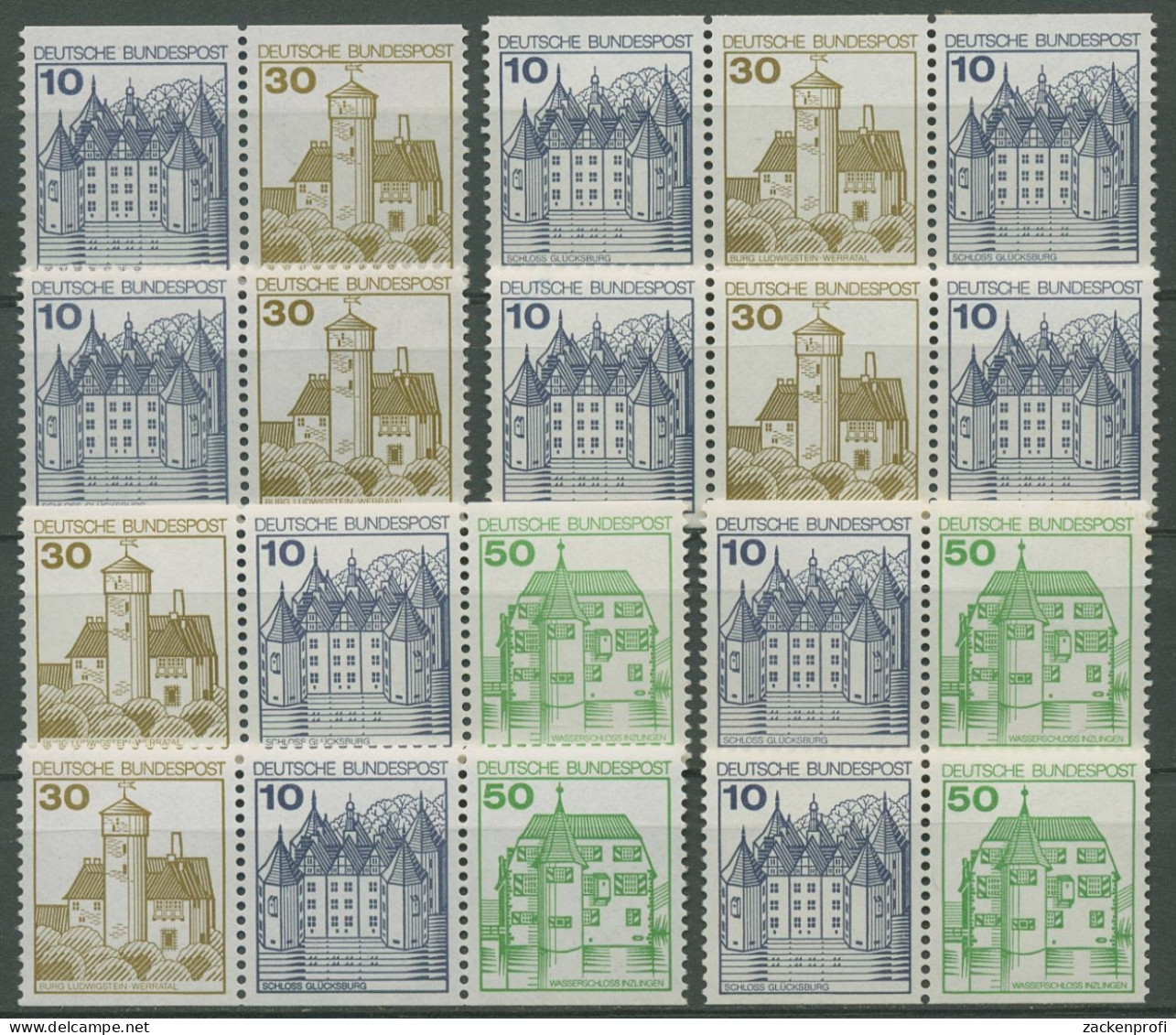 Bund 1980 Burgen & Schlösser Zusammendrucke W 63/70 I Postfrisch - Se-Tenant