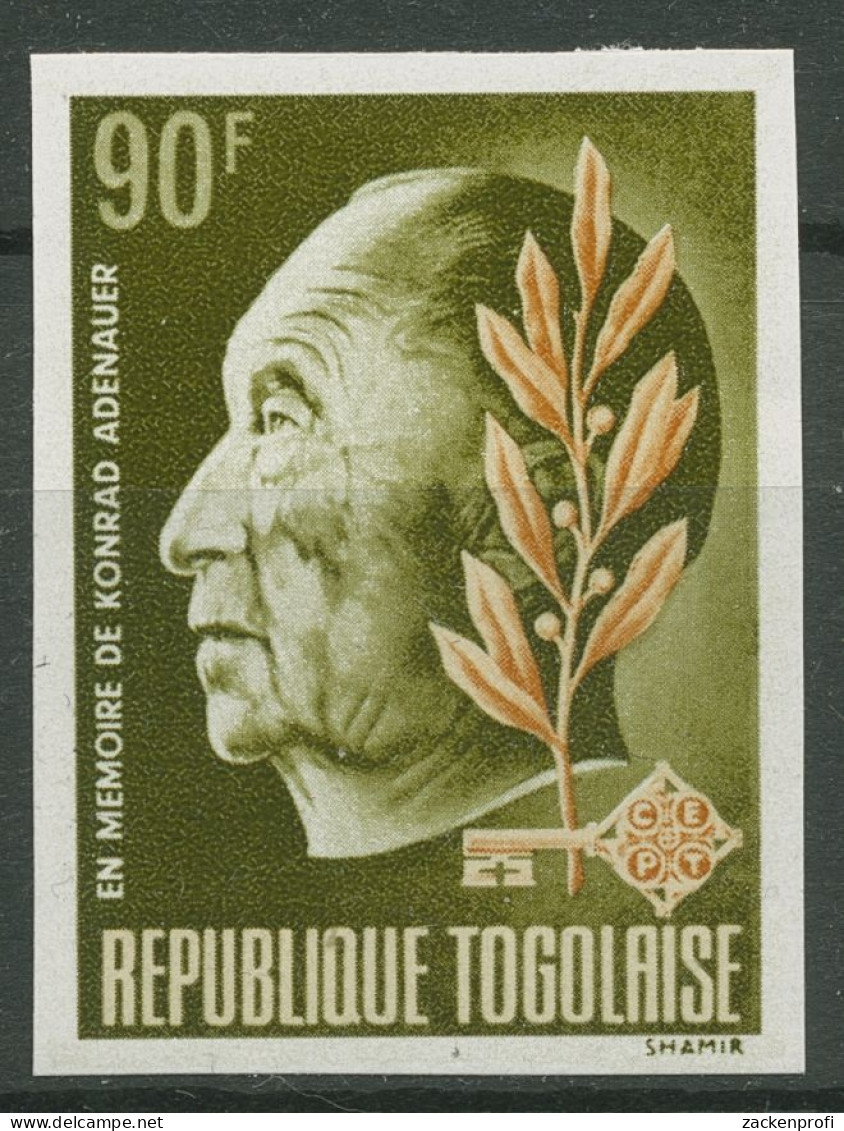 Togo 1968 1. Todestag Von Konrad Adenauer 654 B Postfrisch Geschnitten - Togo (1960-...)