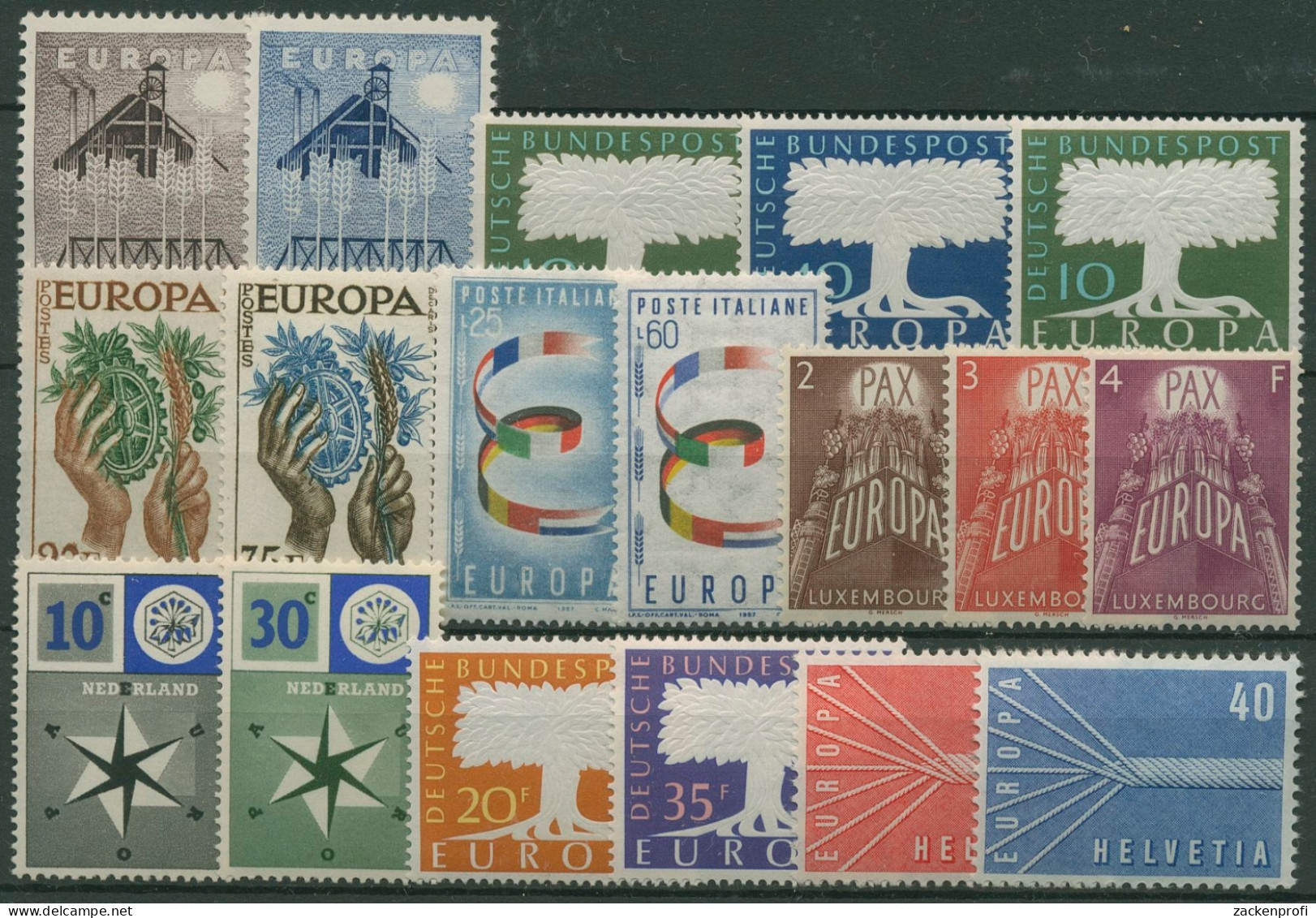 EUROPA CEPT Jahrgang 1957 Postfrisch Komplett (8 Länder) (SG18773) - Komplette Jahrgänge