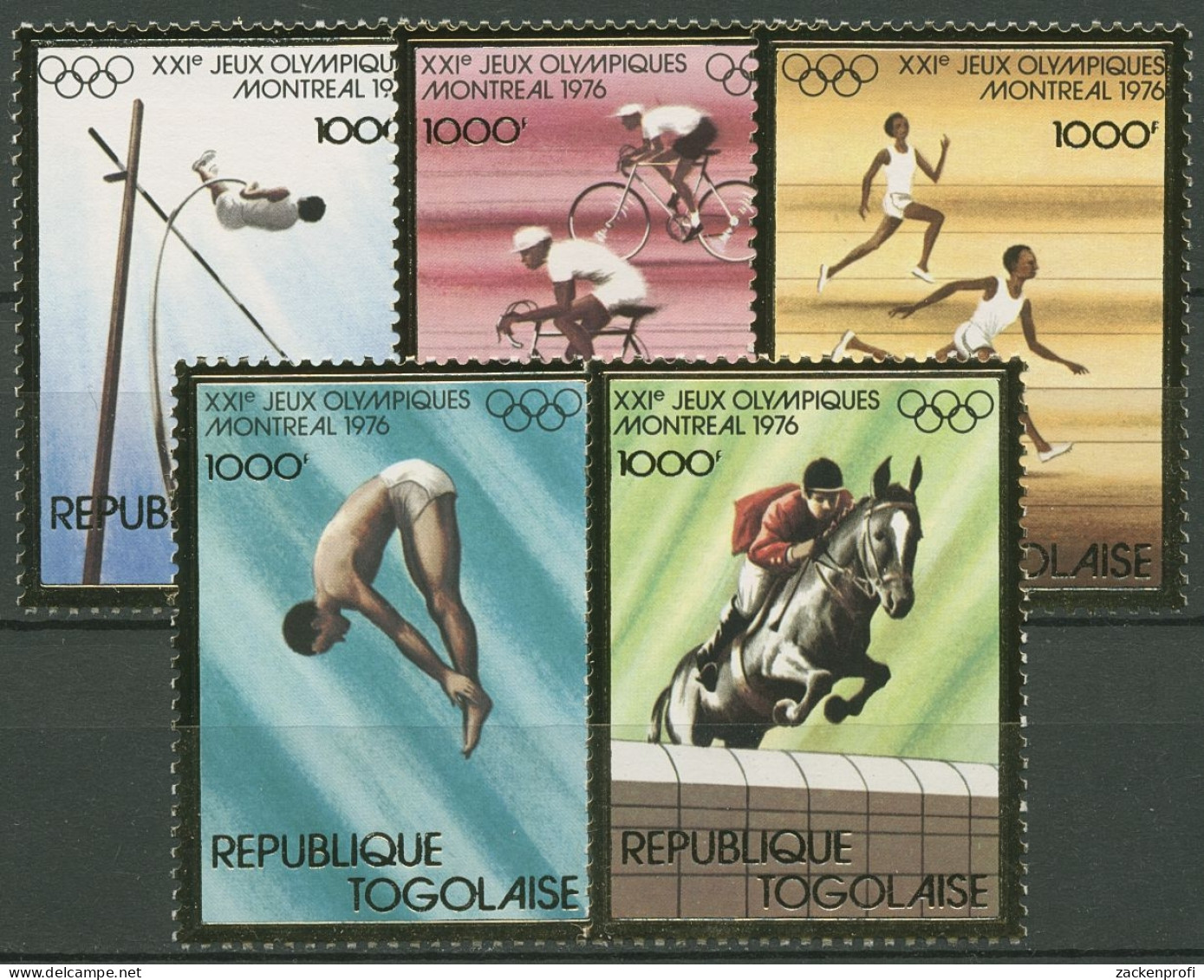 Togo 1976 Olympische Spiele Montreal Stabhochsprung Reiten 1138/42 A Postfrisch - Togo (1960-...)