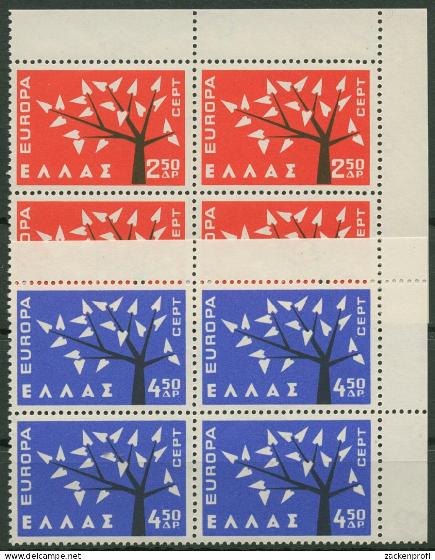 Griechenland 1962 Europa CEPT Bäume 796/97 4er-Block Ecke 2 Ob. Re. Postfrisch - Ungebraucht