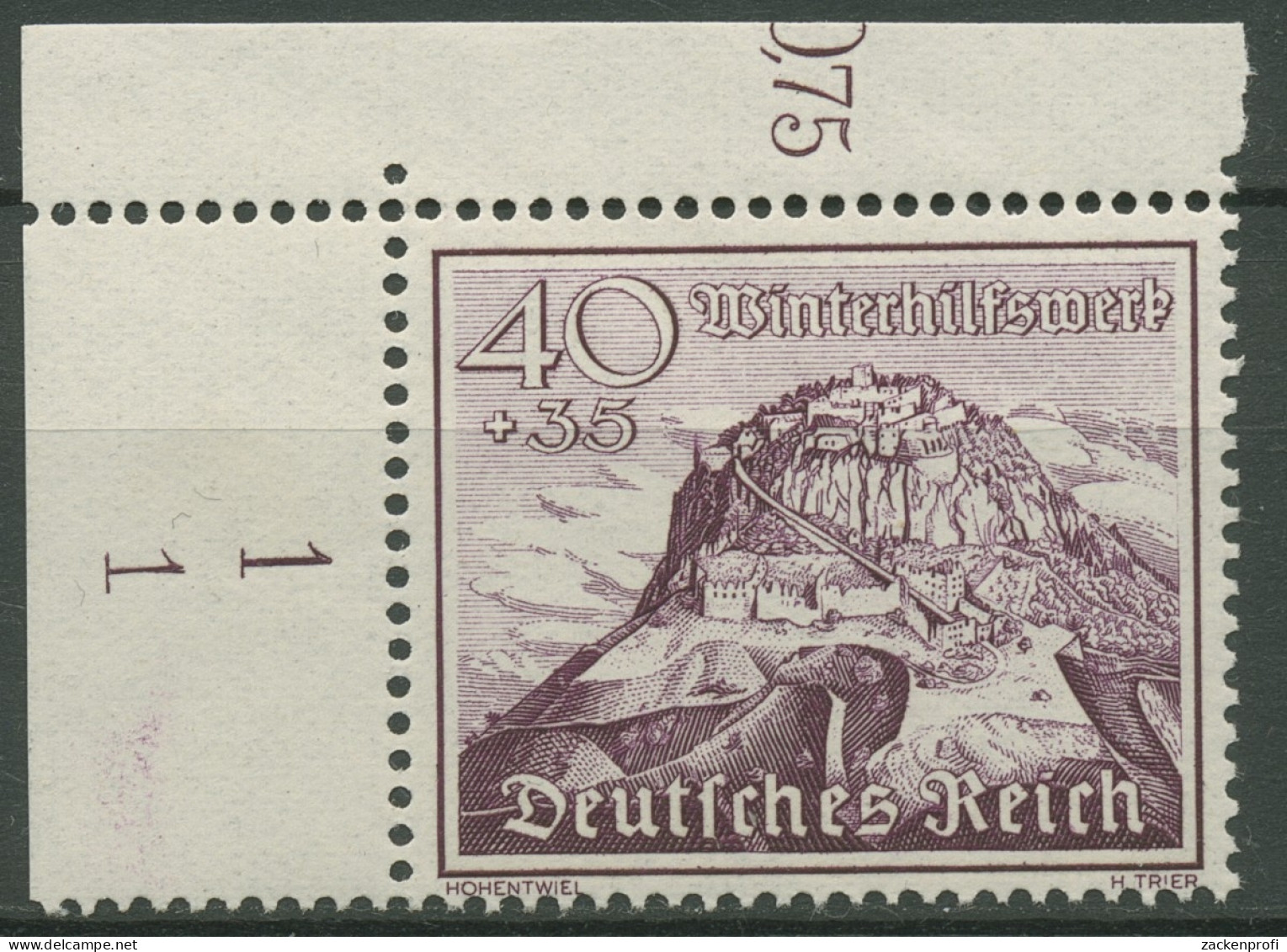 Deutsches Reich 1939 WHW Bauwerke Ecke Mit Formnummer 738 FN 1 Postfrisch - Ongebruikt