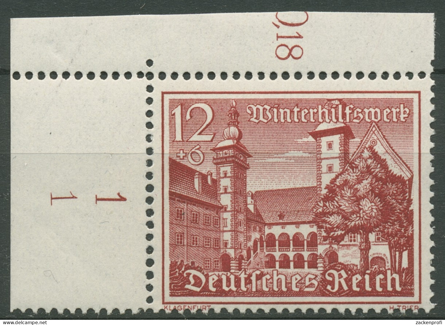 Deutsches Reich 1939 WHW Bauwerke Ecke Mit Formnummer 735 X FN 1 Postfrisch - Nuovi