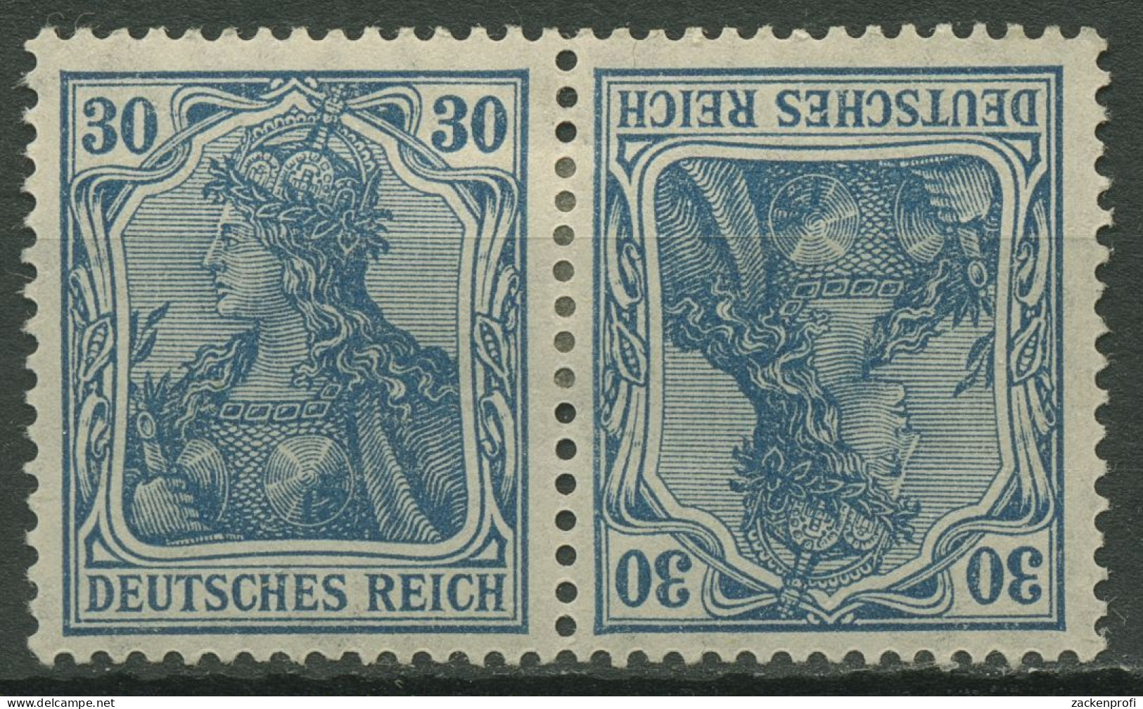 Deutsches Reich Zusammendrucke 1921 Germania K 2 Mit Falz - Se-Tenant
