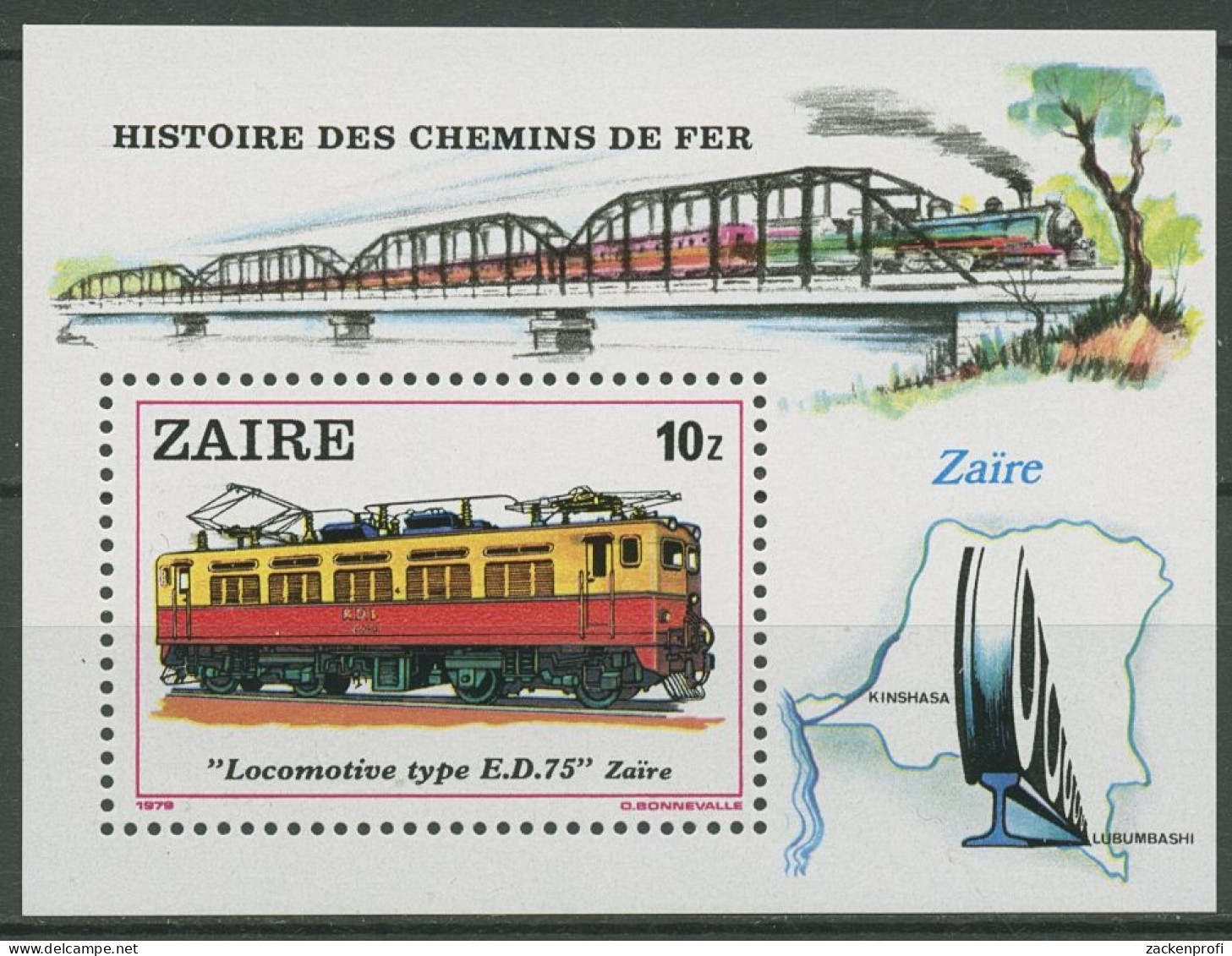 Kongo - Zaire 1980 Eisenbahn Lokomotiven Block 31 Postfrisch (C29710) - Unused Stamps
