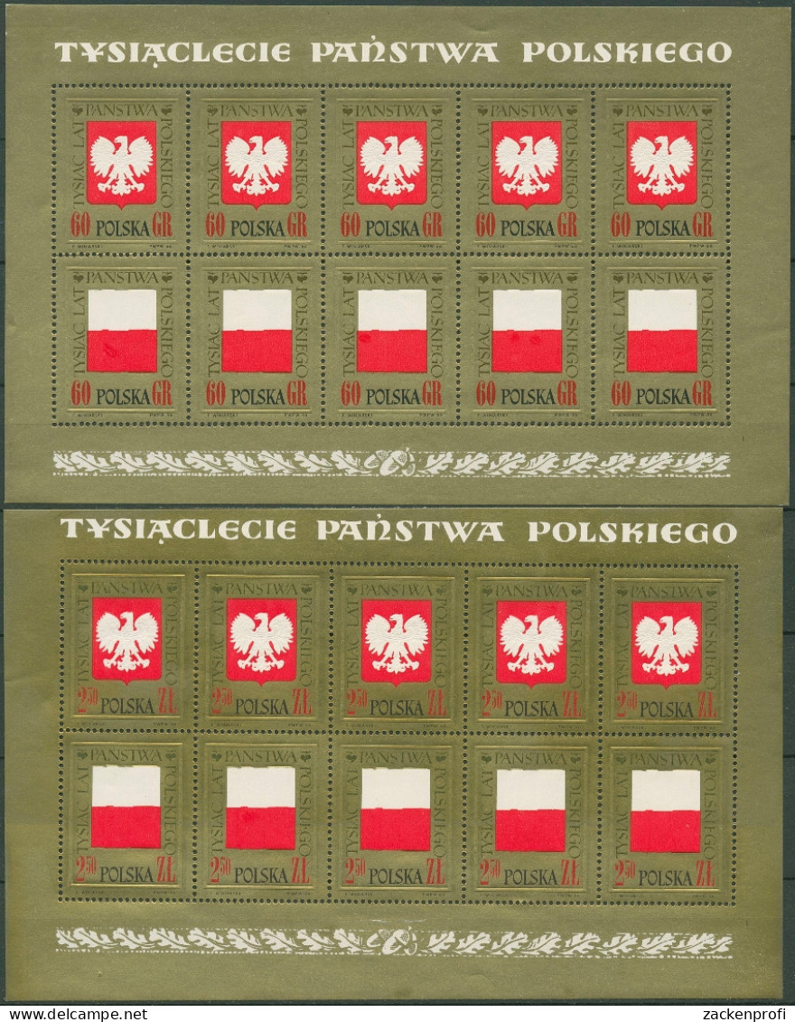 Polen 1966 1000 Jahre Polen Wappen Fahne Kleinbg. 1689/92 K Postfrisch (C96171) - Blocks & Sheetlets & Panes