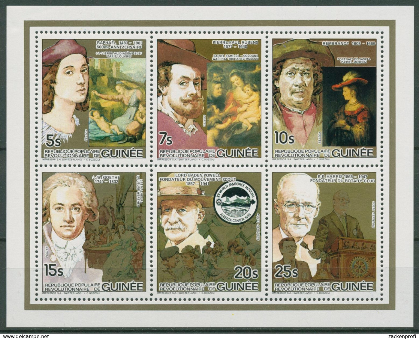 Guinea 1984 Persönlichkeiten Goethe Rubens Harris 973/78 A K Postfrisch (C29741) - Guinee (1958-...)