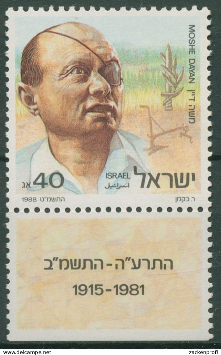 Israel 1988 Außenminister Moshe Dayan 1108 Mit Tab Postfrisch - Ongebruikt (met Tabs)