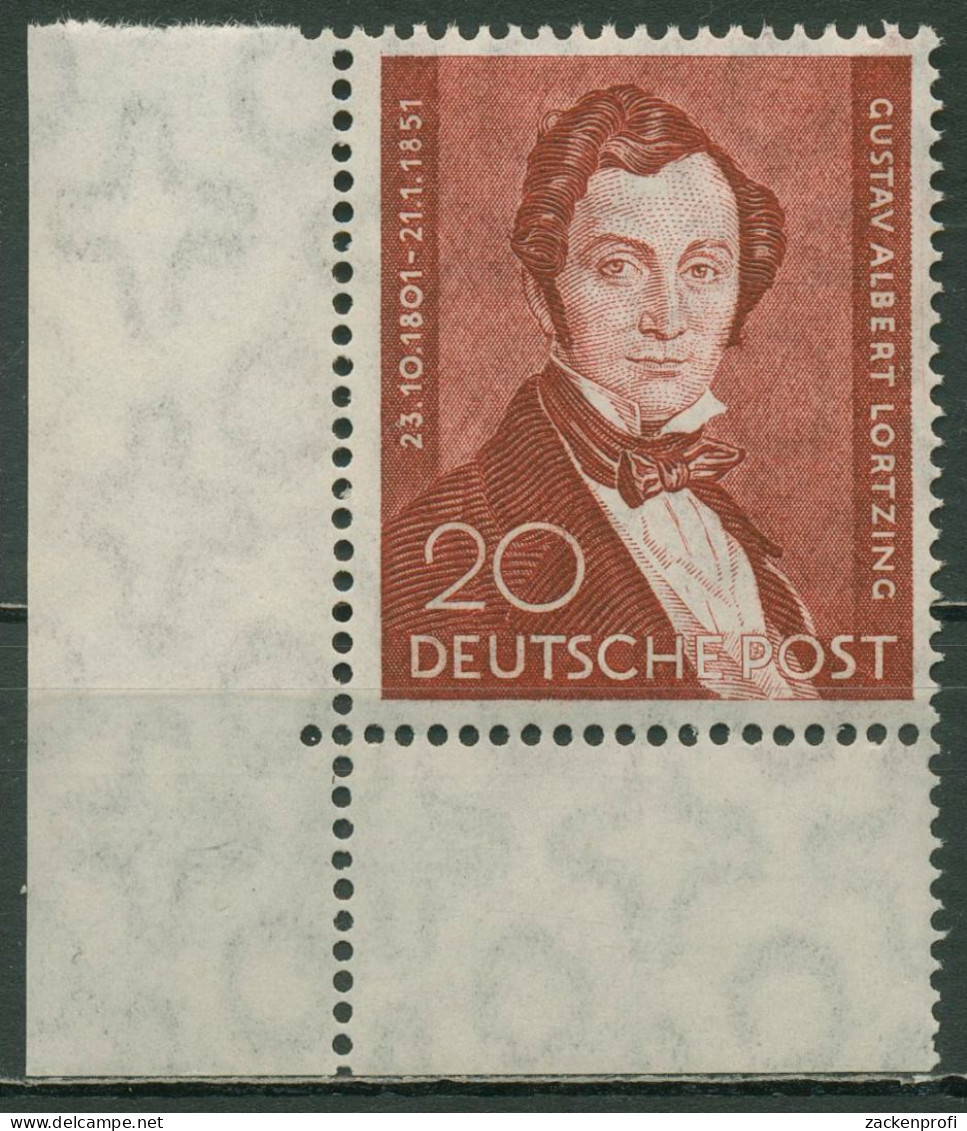 Berlin 1951 Albert Lortzing 74 Ecke 3 Unt. Li. Postfrisch Im Rand Kl. Haftstelle - Unused Stamps