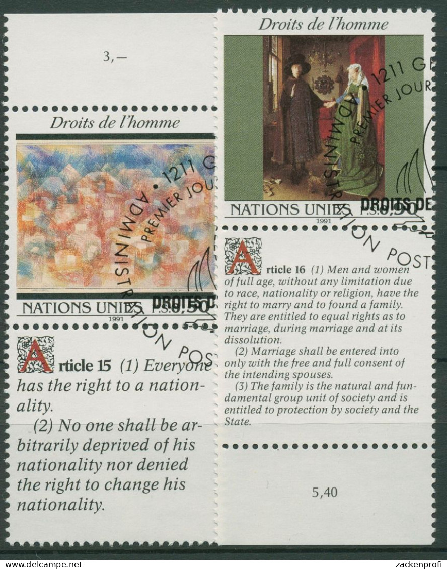 UNO Genf 1991 Erklärung Der Menschenrechte 208/09 Zf Gestempelt - Used Stamps