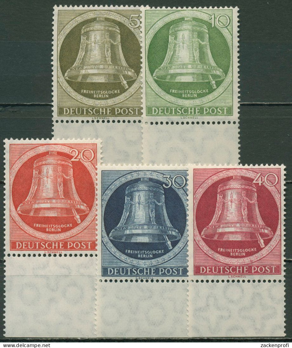 Berlin 1951 Freiheitsglocke Klöppel Nach Rechts Unterrand 82/86 UR Postfrisch - Unused Stamps