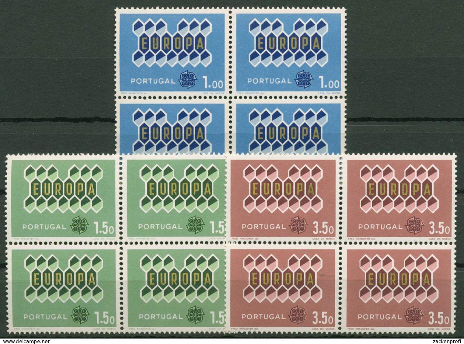 Portugal 1962 Europa CEPT Bienenwaben 927/29 4er-Block Postfrisch - Nuevos