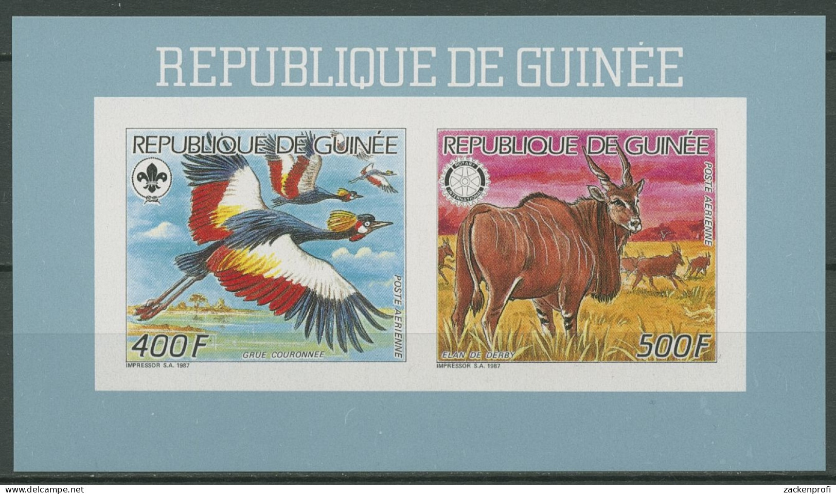 Guinea 1987 Tiere Elen Kronenkranich Rotary 1198/99 B K Postfrisch (C29764) - República De Guinea (1958-...)