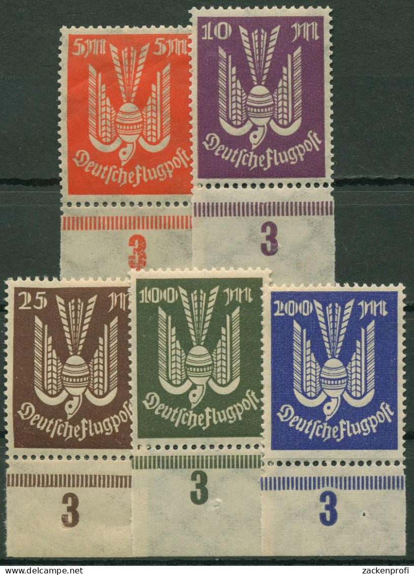 Dt. Reich 1923 Flugpost Holztaube Platte Unterrand 263/67 P UR Postfrisch - Unused Stamps