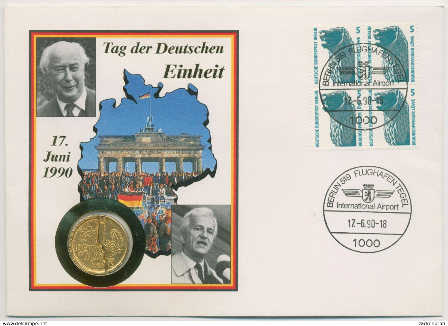 Berlin 1990 Deutsche Einheit Numisbrief Mit 1/2 Mark DDR + 1/2 DM (N712) - Brieven En Documenten