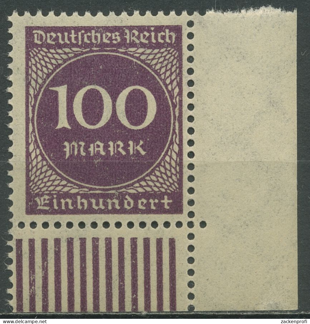Deutsches Reich 1923 Ziffern Walzendruck 268 A W UR Ecke 4 Postfrisch - Ungebraucht