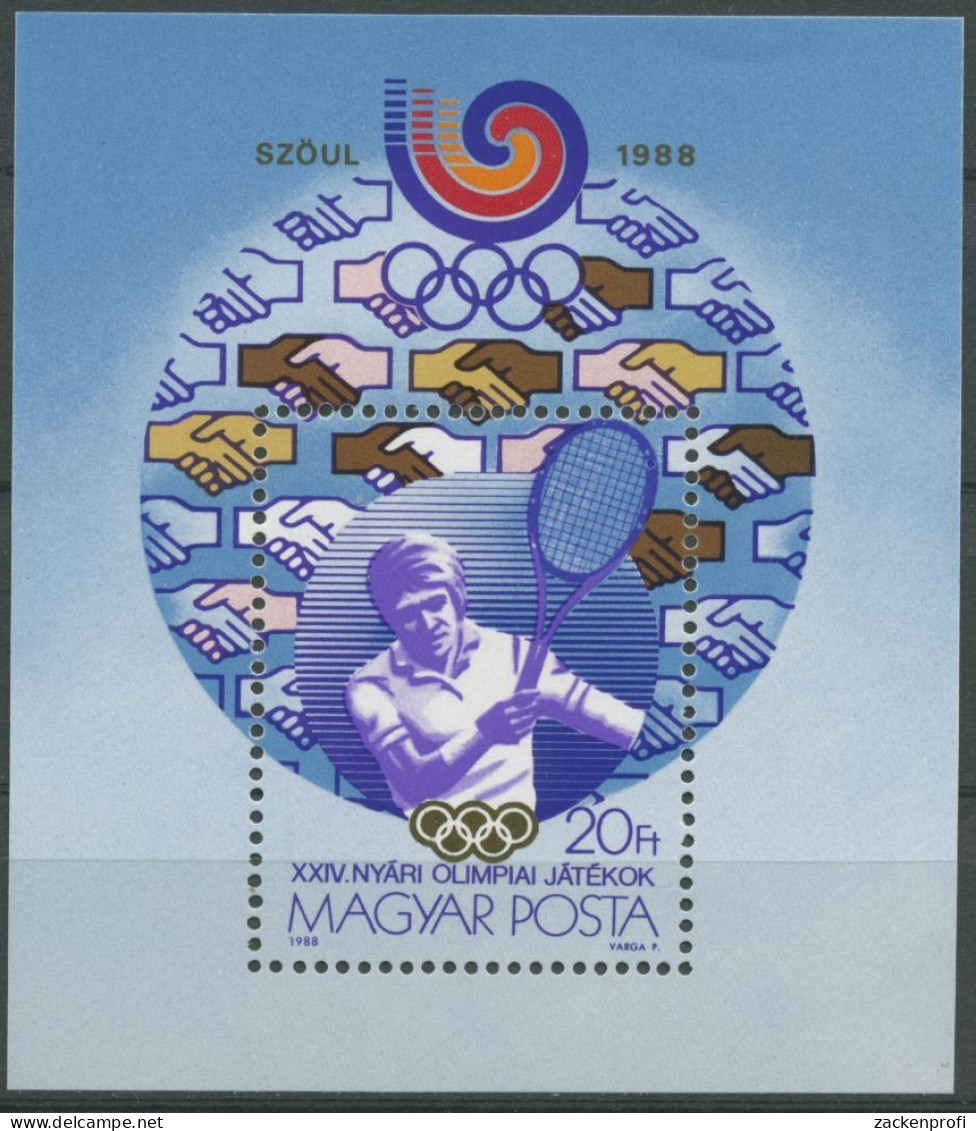 Ungarn 1988 Olympische Sommerspiele Seoul, Tennis Block 198 A Postfr. (C92656) - Blocks & Sheetlets