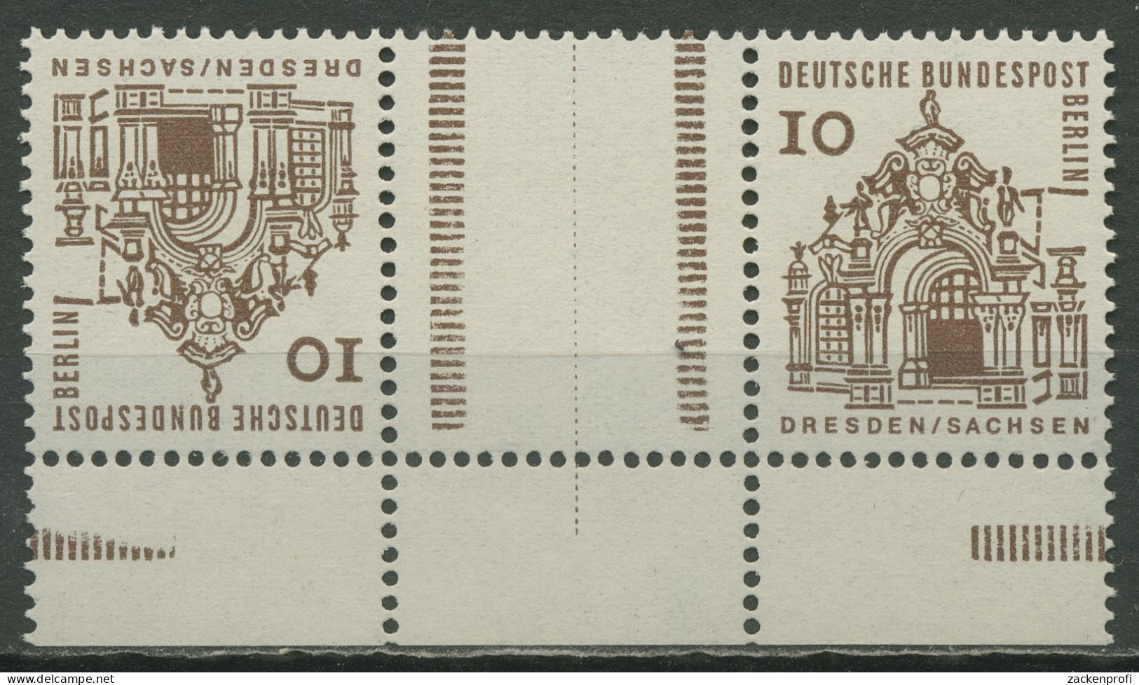 Berlin Zusammendruck 1965 Zwinger KZ 2b.4 UR (Strl. Leicht Verkürzt) Postfrisch - Se-Tenant