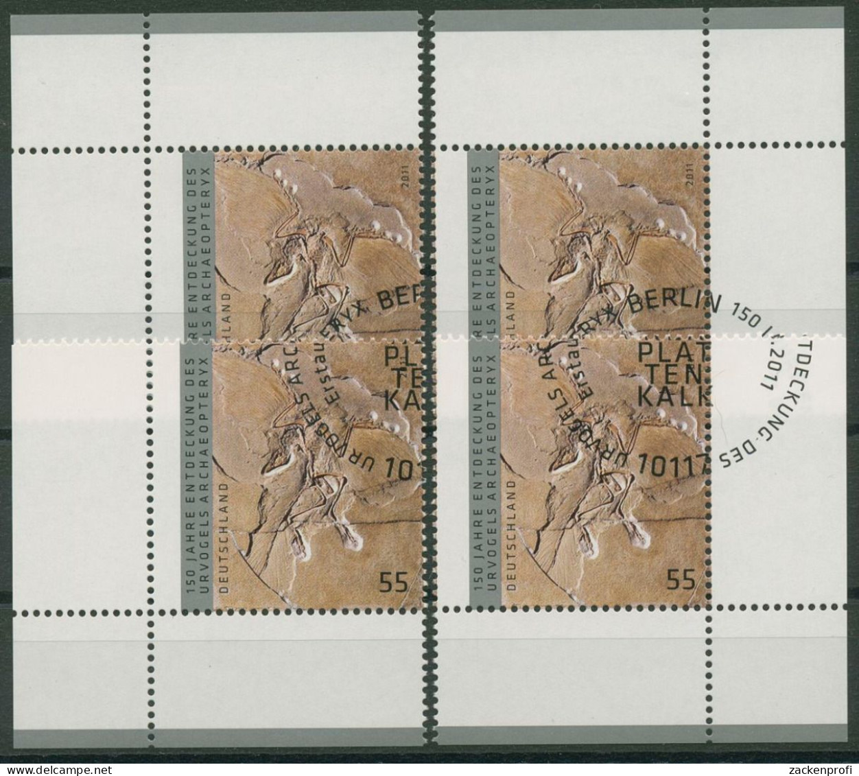 Bund 2011 Fossilien Archaeopteryx 2887 Alle 4 Ecken Gestempelt (E3951) - Used Stamps