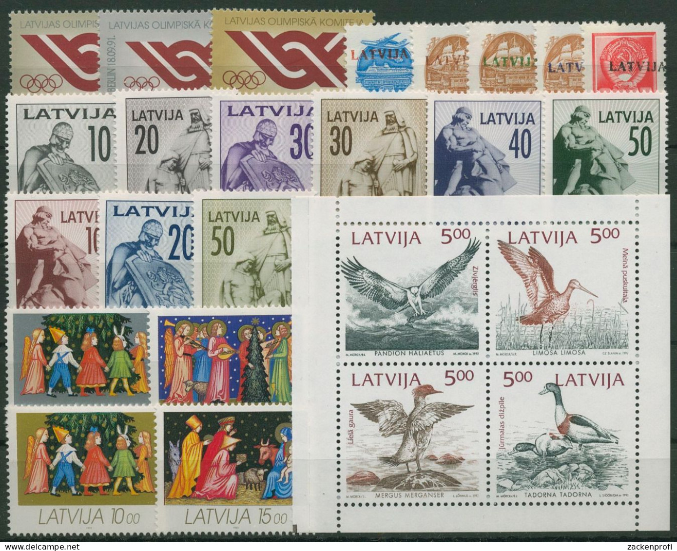 Lettland 1992 Jahrgang Komplett (323/47) Postfrisch (G60047) - Lettonie