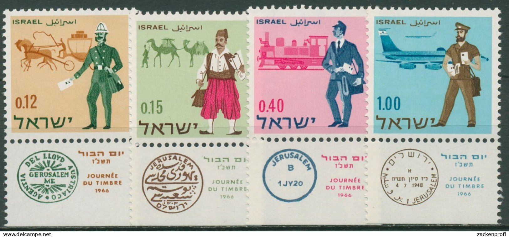 Israel 1966 Tag Der Briefmarke Postboten 378/81 Mit Tab Postfrisch - Neufs (avec Tabs)