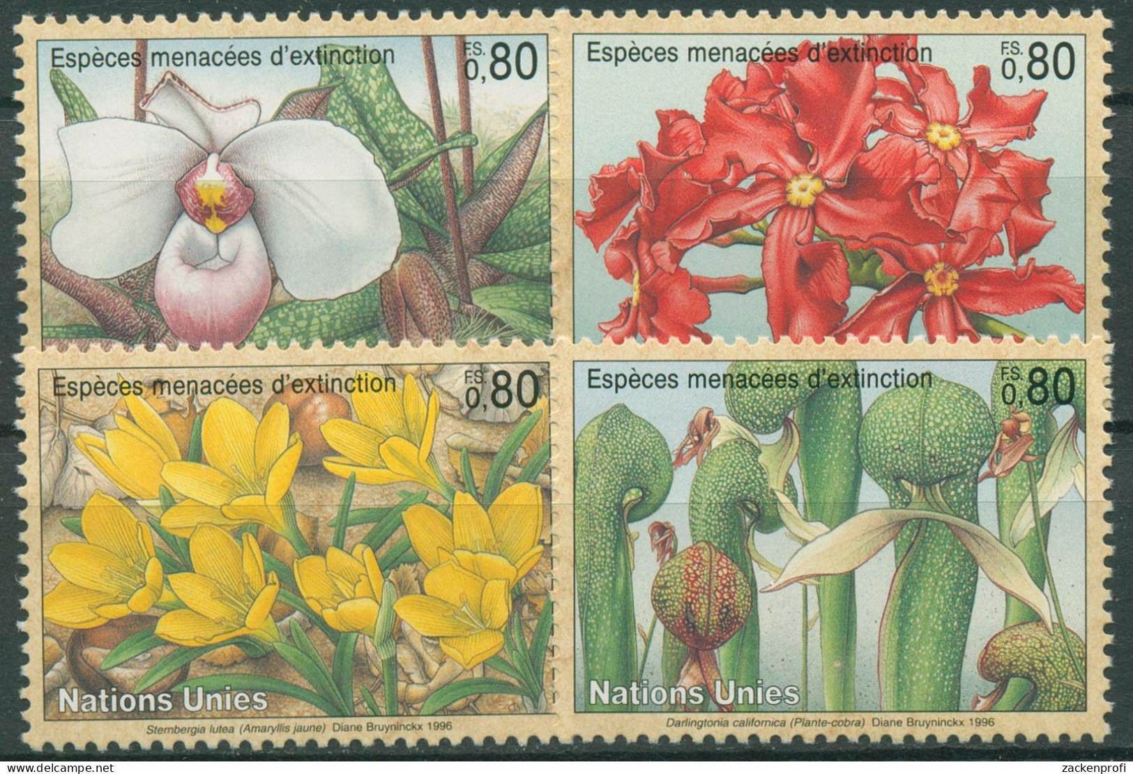 UNO Genf 1996 Gefährdete Pflanzen Krokus Lilie 288/91 Postfrisch - Unused Stamps