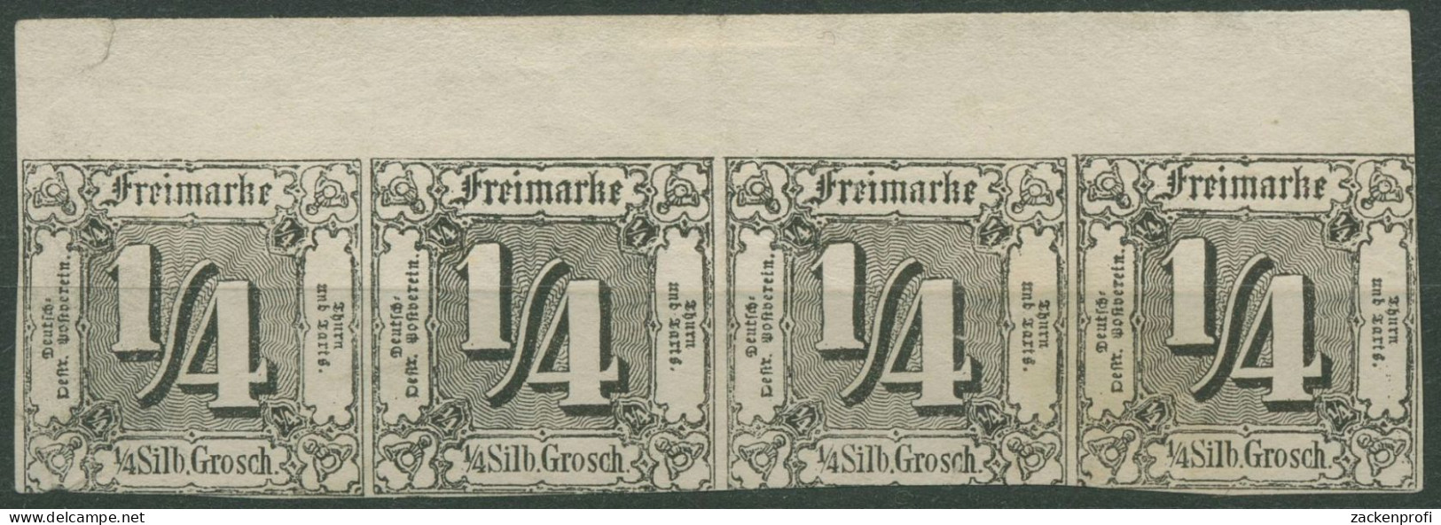 Thurn Und Taxis 1862/64 1/4 Sgr. 26 4er-Streifen OR Ohne Gummierung, Fehler - Nuovi