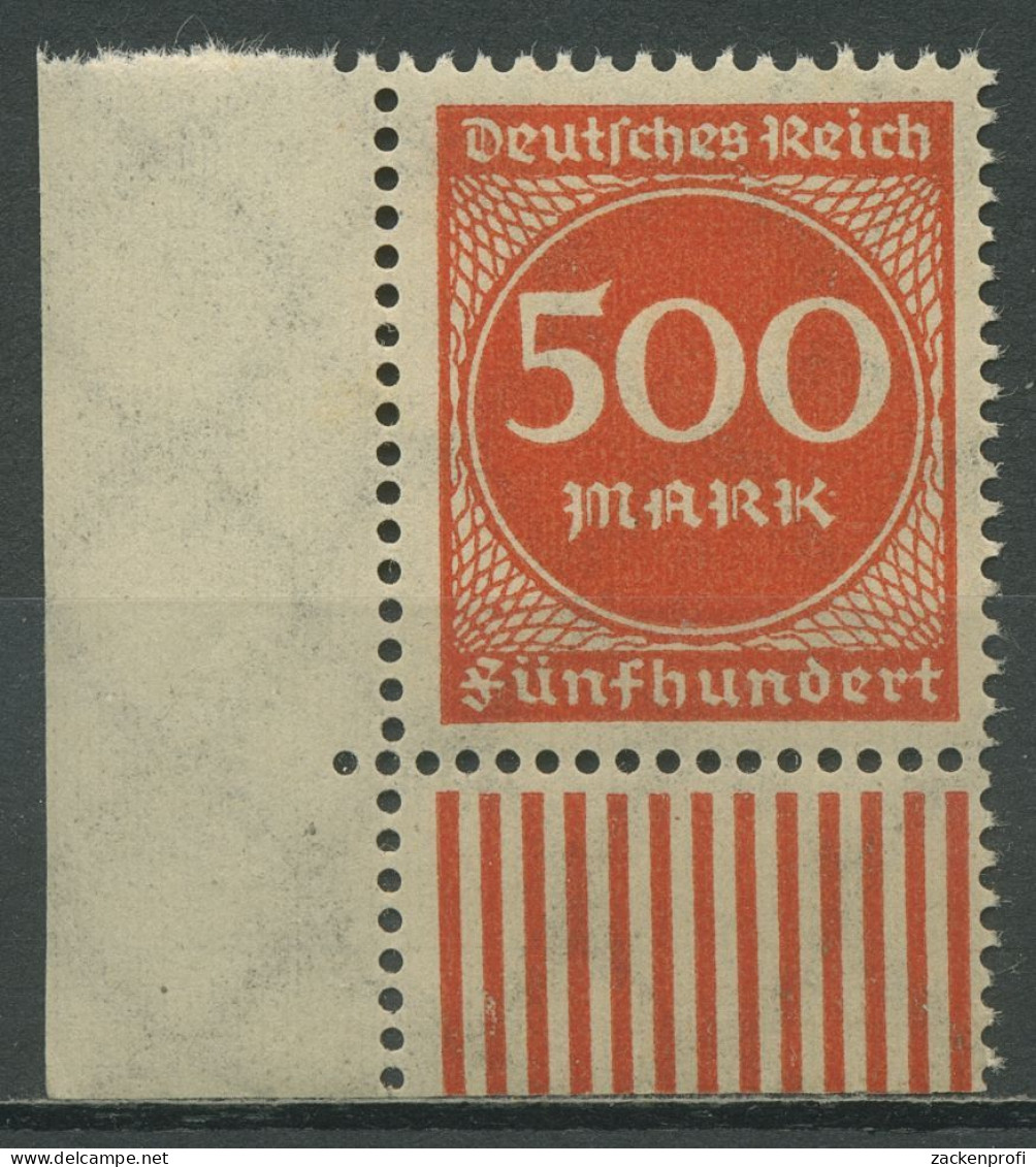Deutsches Reich 1923 Ziffern Walzendruck 272 W UR Ecke 3 Postfrisch - Ungebraucht