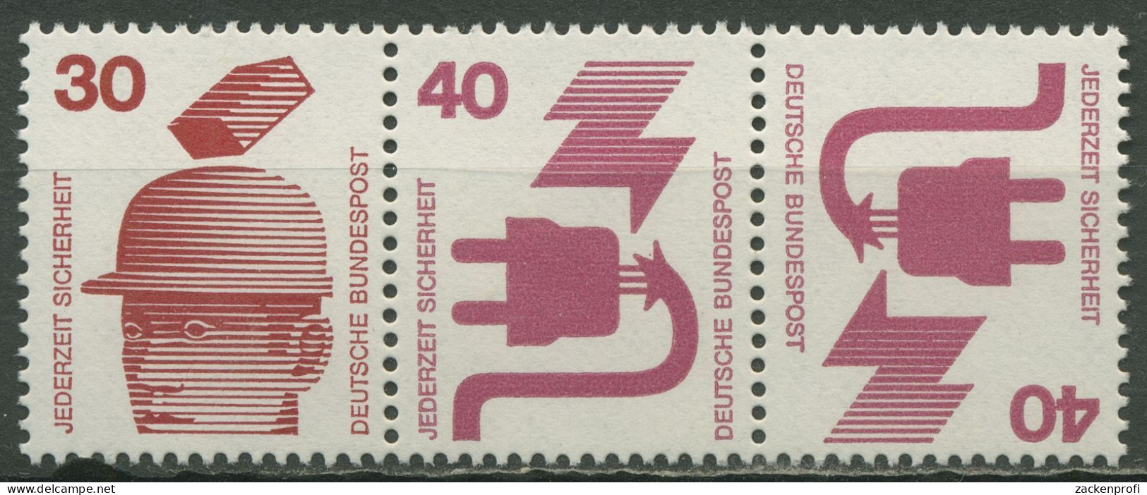 Bund 1973 Unfallverhütung Zusammendruck WK 3 B Postfrisch - Se-Tenant