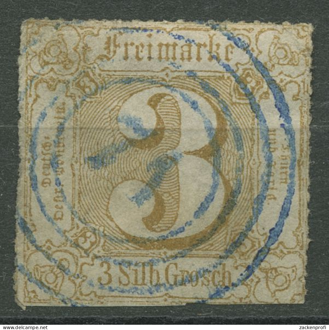 Thurn Und Taxis 1865 3 Sgr. 40 Nr.-Stpl. 71 Blau STEINBACH-HALLENBERG, Signiert - Oblitérés