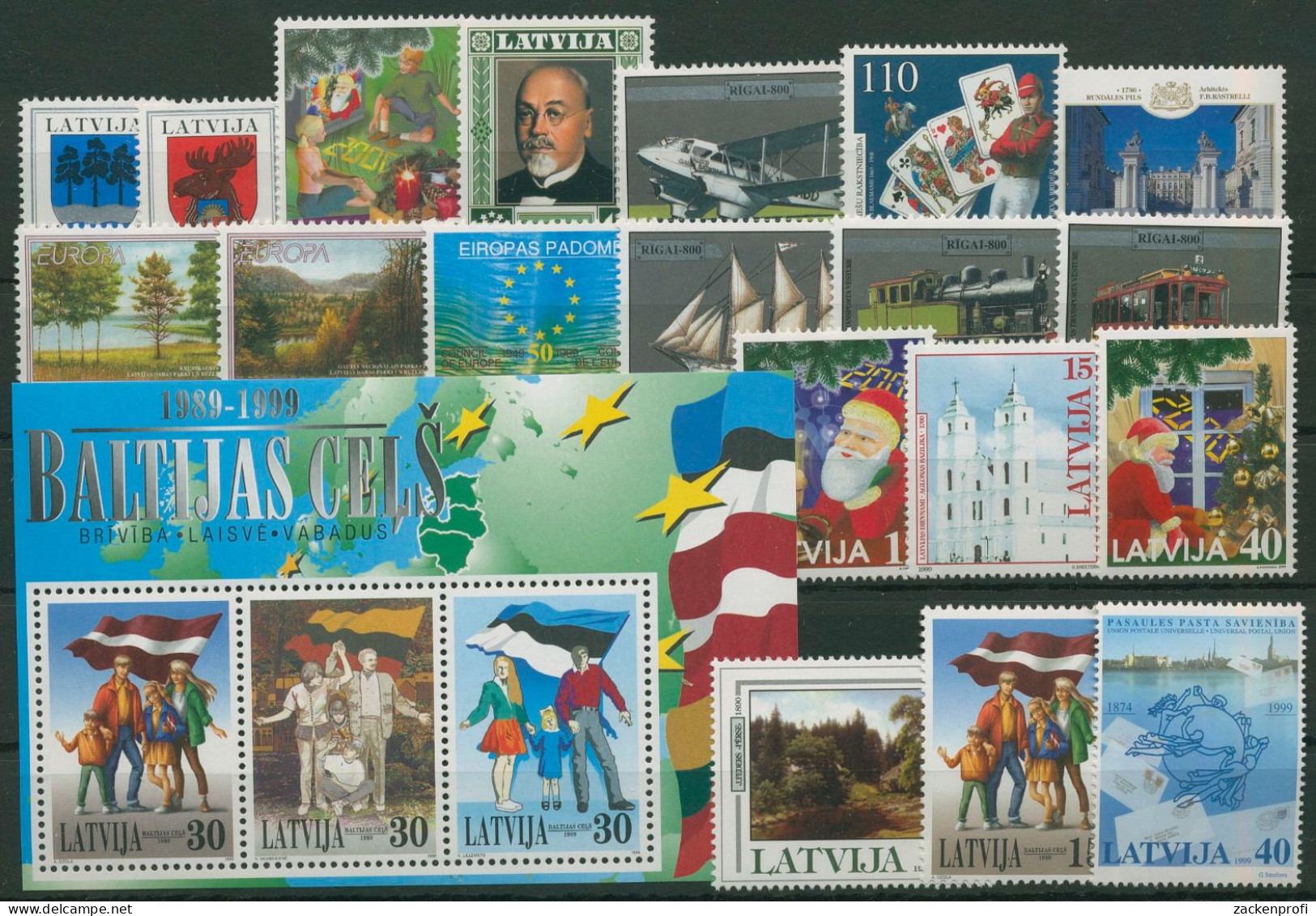 Lettland 1999 Jahrgang Komplett (495/16, Block 13) Postfrisch (G60051) - Lettonie