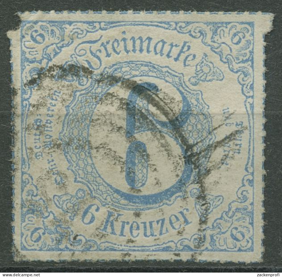 Thurn Und Taxis 1866 6 Kreuzer 53 Gestempelt, Senkr. Oben Nicht Durchstochen - Used