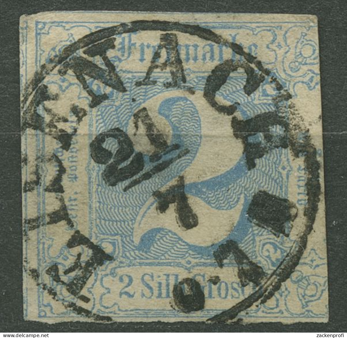 Thurn Und Taxis 1862/64 2 Silbergroschen 30 Gestempelt, Dünn - Oblitérés