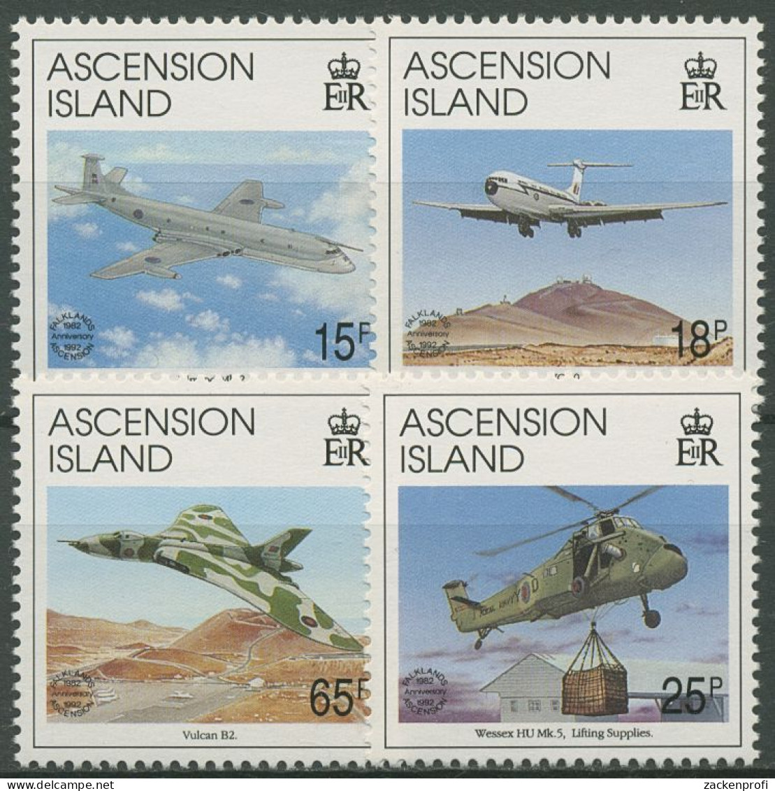 Ascension 1992 10 J. Befreiung Falklands Militärflugzeuge 586/89 Postfrisch - Ascensione