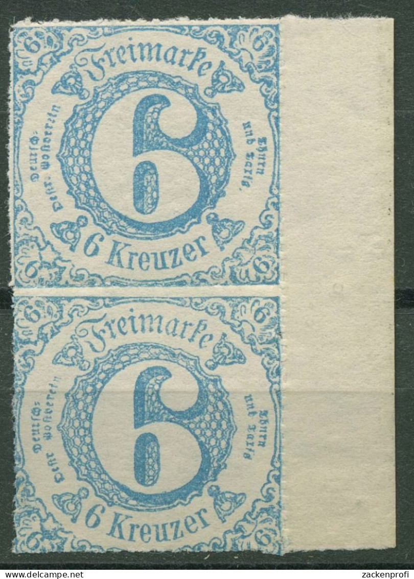 Thurn Und Taxis 1865 6 Kreuzer 43 IA Senkrechtes Paar Mit Rand Postfrisch - Ungebraucht