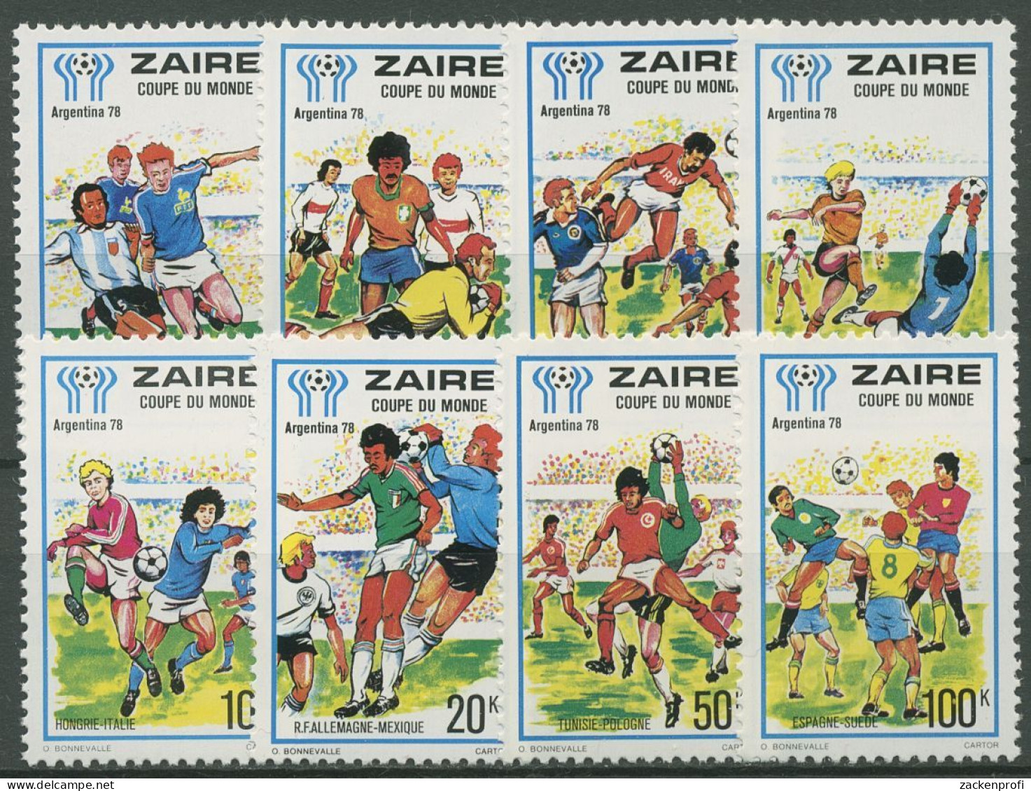 Kongo-Zaire 1978 Fußball-WM Argentinien Spielszenen 558/65 Postfrisch - Ungebraucht