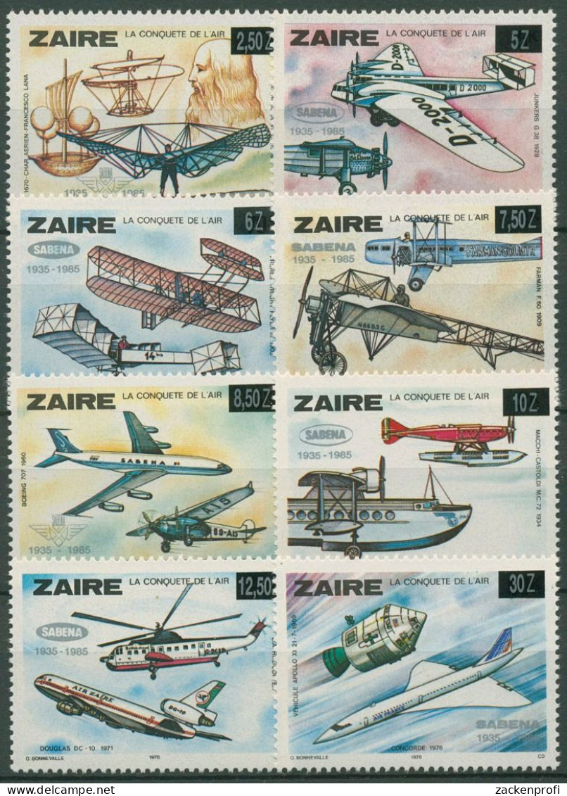 Kongo - Zaire 1985 50 Jahre Linienflüge Nach Belgien SABENA 880/87 Postfrisch - Nuovi