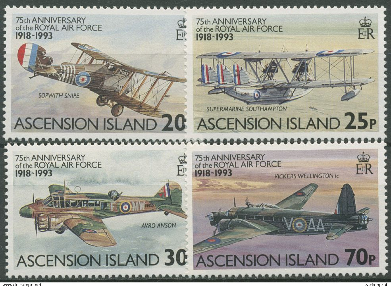 Ascension 1993 75 Jahre Royal Air Force Flugzeuge 602/05 Postfrisch - Ascension (Ile De L')
