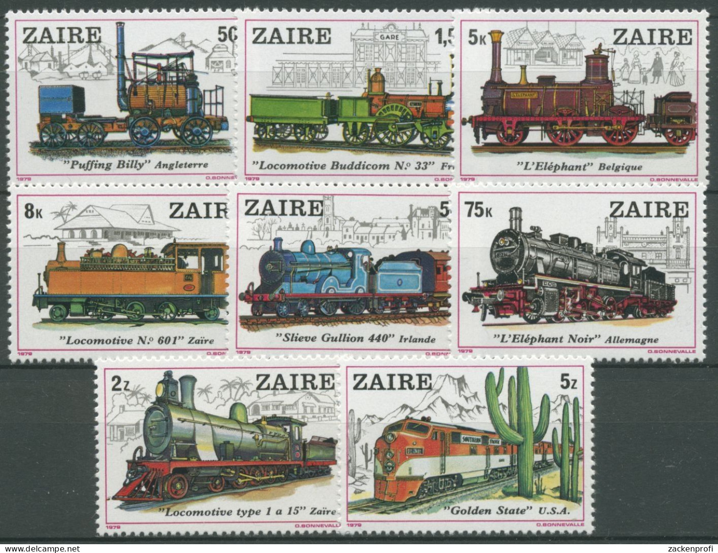 Kongo - Zaire 1980 Eisenbahn Lokomotiven 622/29 Postfrisch - Unused Stamps