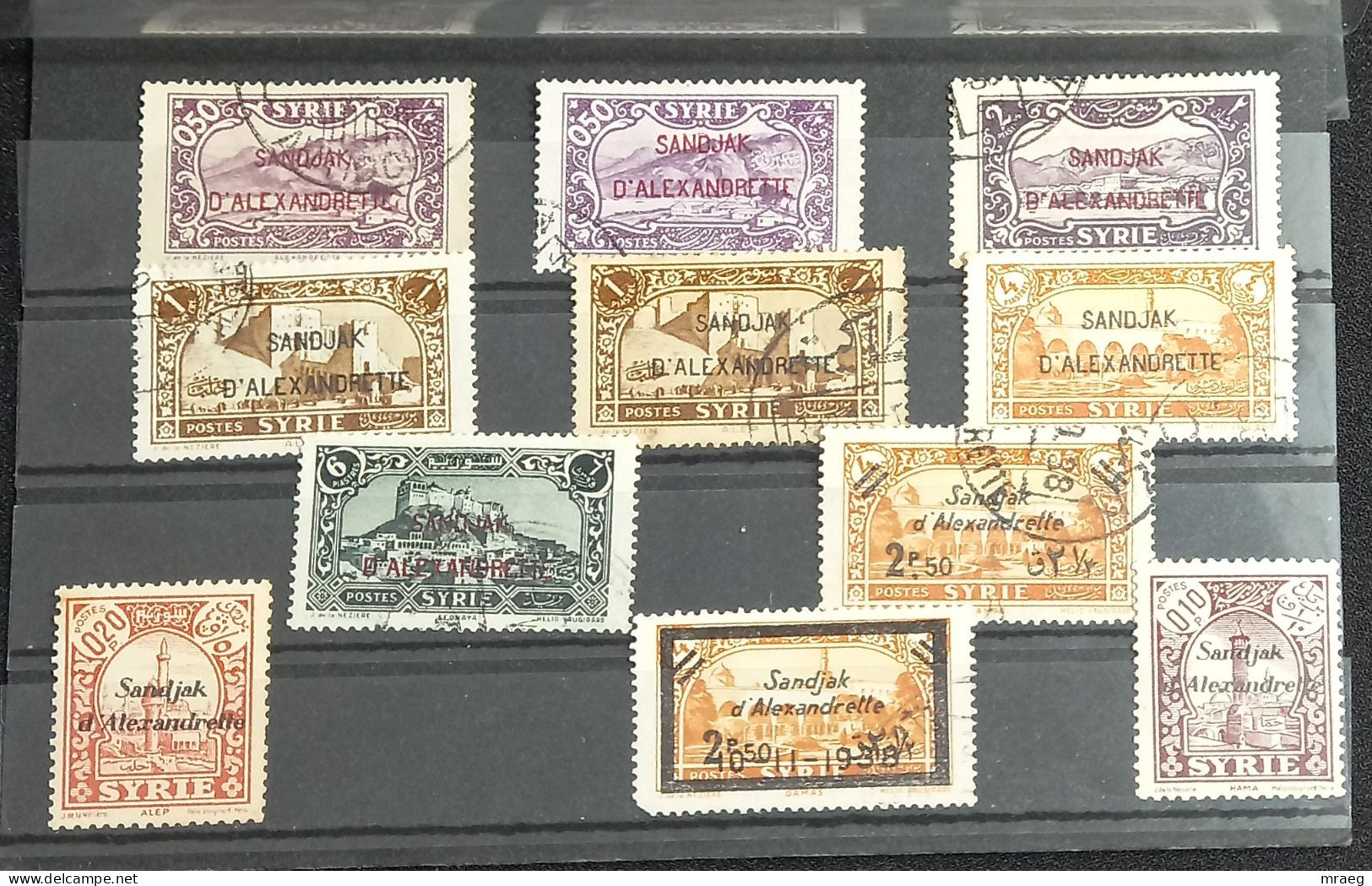 HATAY 1938 SANDJAK D'ALEXANDRETTE BLACK &RED SURCHARGED 11 STAMPS USED & MLH,MNH F VF - Siria
