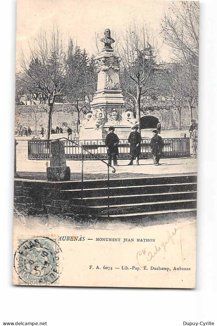 AUBENAS - Monument Jean Mathon - Très Bon état - Aubenas