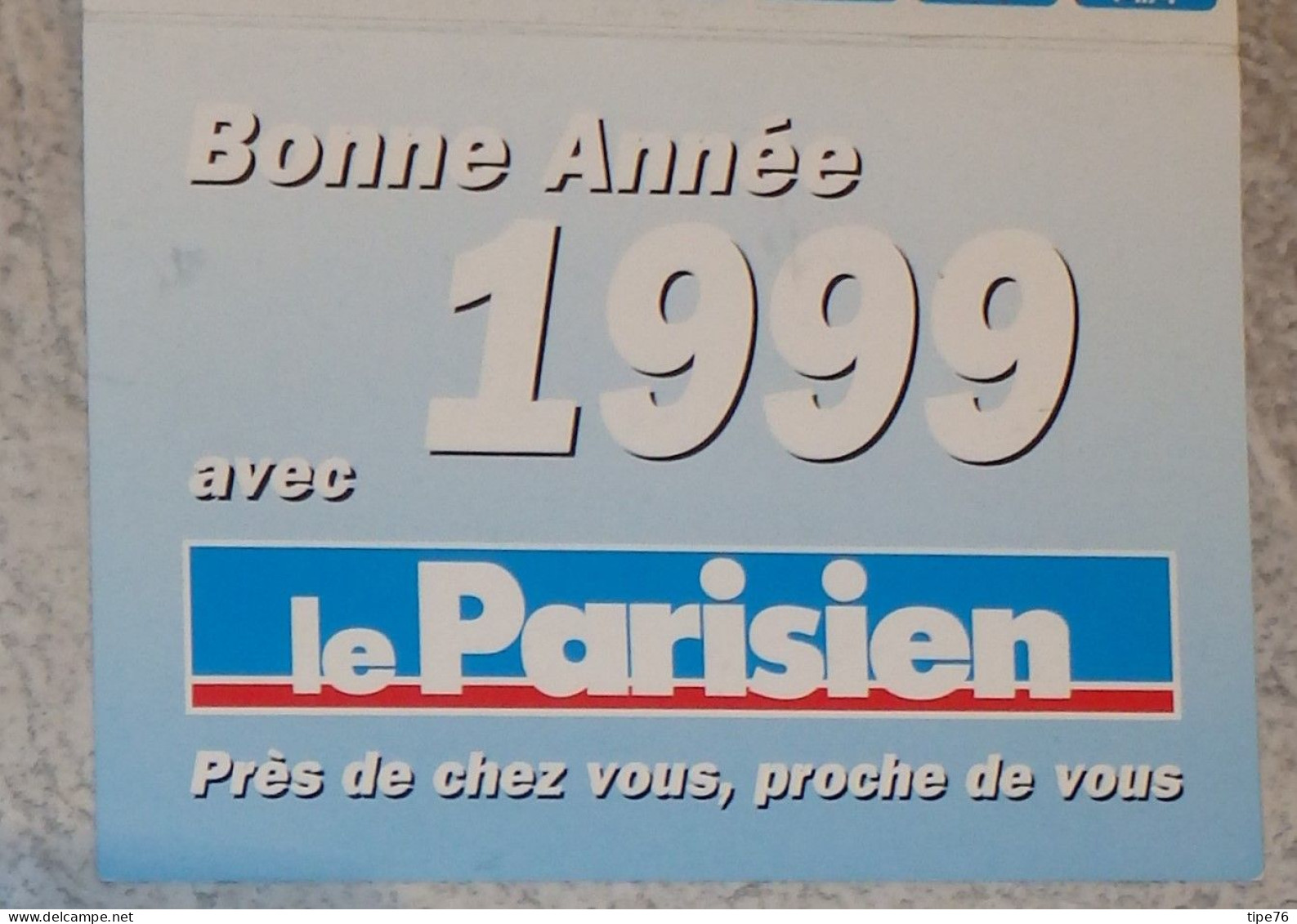 Petit Calendrier  De Poche 1999 Journal Le Parisien - Petit Format : 1991-00