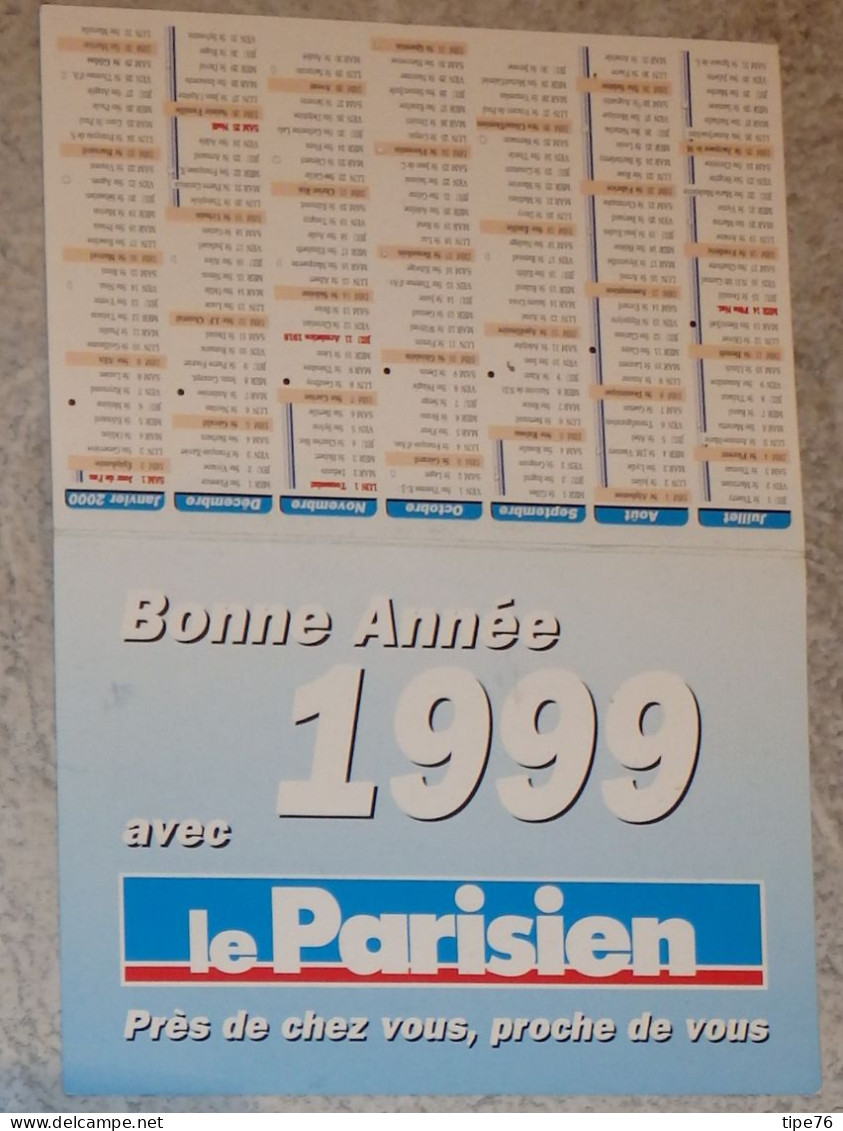 Petit Calendrier  De Poche 1999 Journal Le Parisien - Petit Format : 1991-00