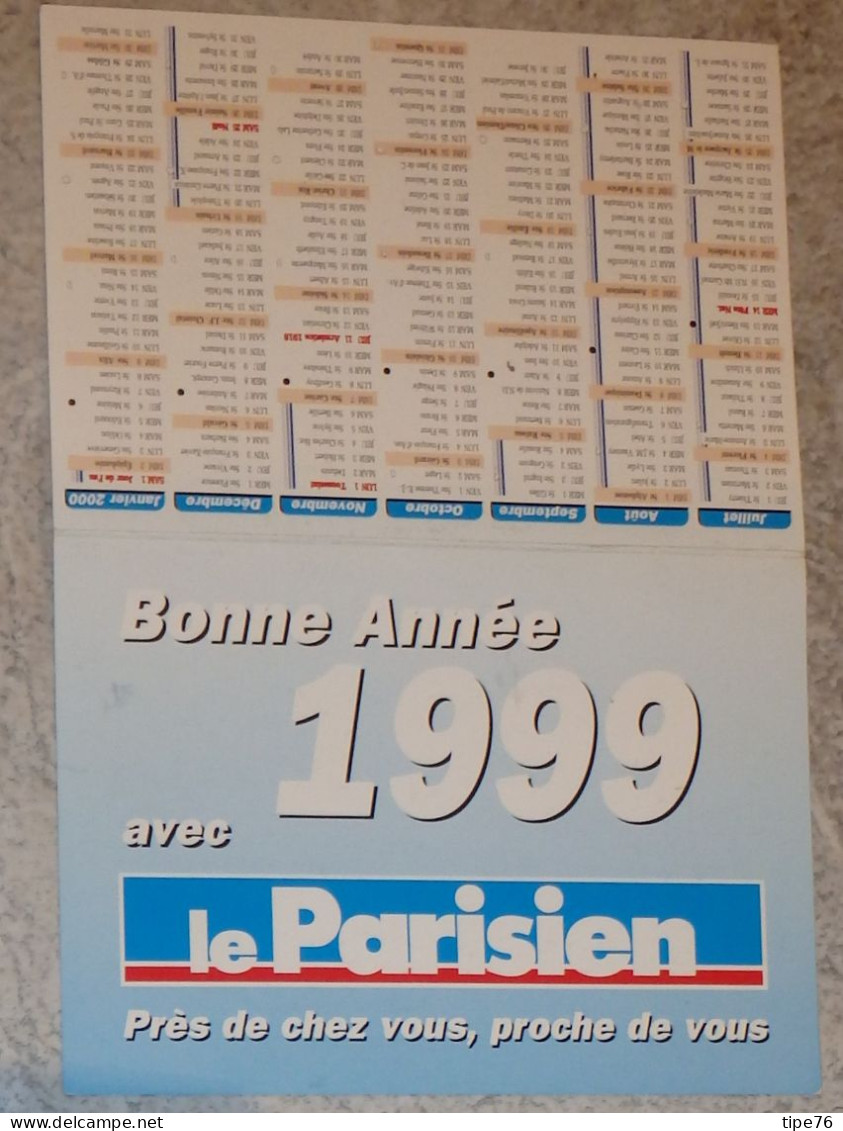 Petit Calendrier  De Poche 1999 Journal Le Parisien - Klein Formaat: 1991-00