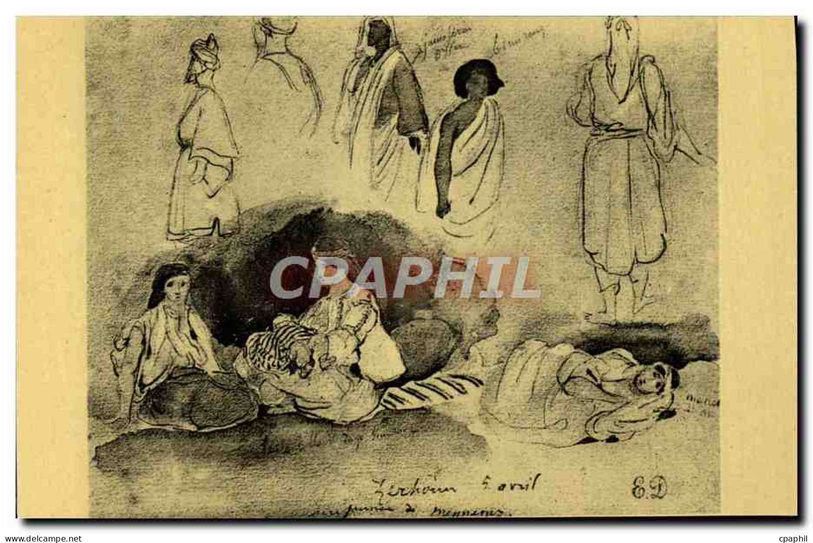 CPA Delacroix Etudes De Types Marocains Paris Musee Du Louvre Moreau Nelaton - Malerei & Gemälde