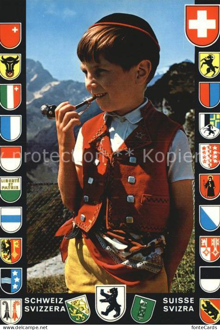 12572503 Ebenalp Junge In Appenzeller Tracht Mit Pfeife Ebenalp - Other & Unclassified