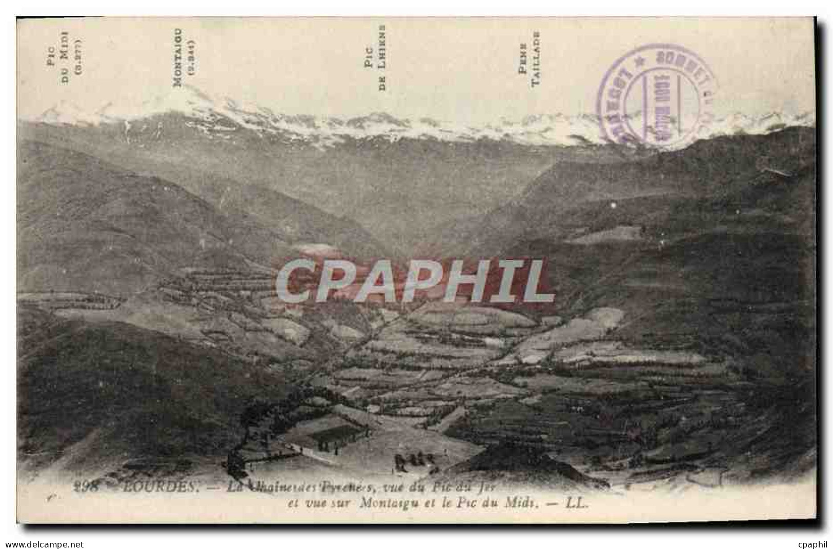 CPA Lourdes La Chaine Des Pyrenees Vue Du Pic Du Jer Et Vue Sur Montaigu Et Le Pic Du Midi - Lourdes