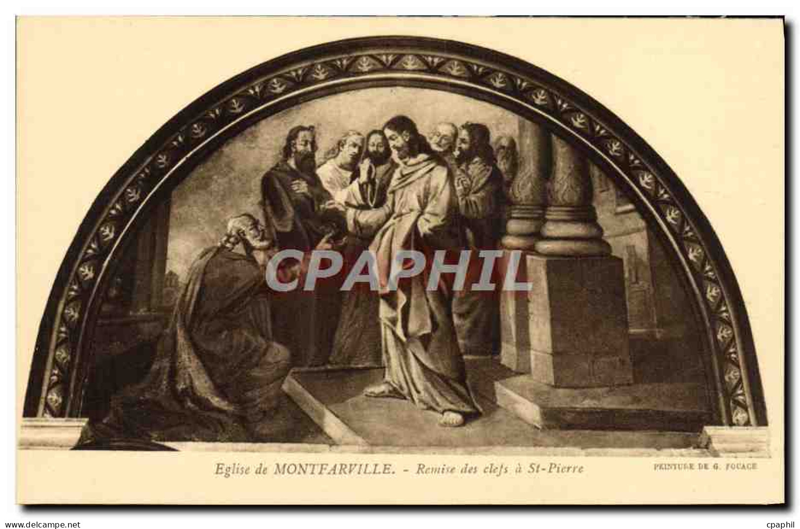 CPA Montfarville Eglise De Remise Des Clefs A St Pierre - Malerei & Gemälde